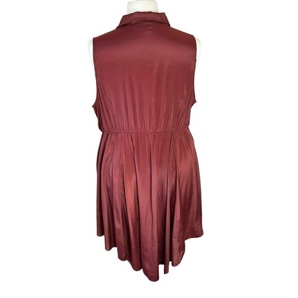 Torrid Womens 3X Button Front Blouse Copper Sleeveless Elastic Waist Collared - Picture 7 of 12